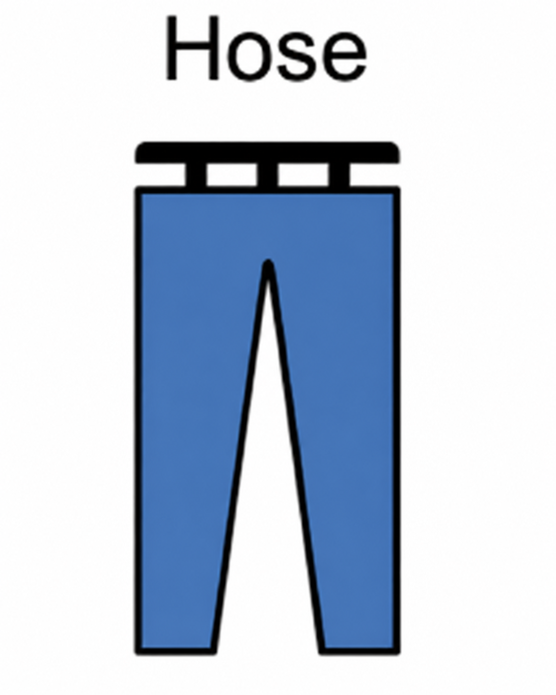 Blaue Hose mit der Aufschrift „Hose“